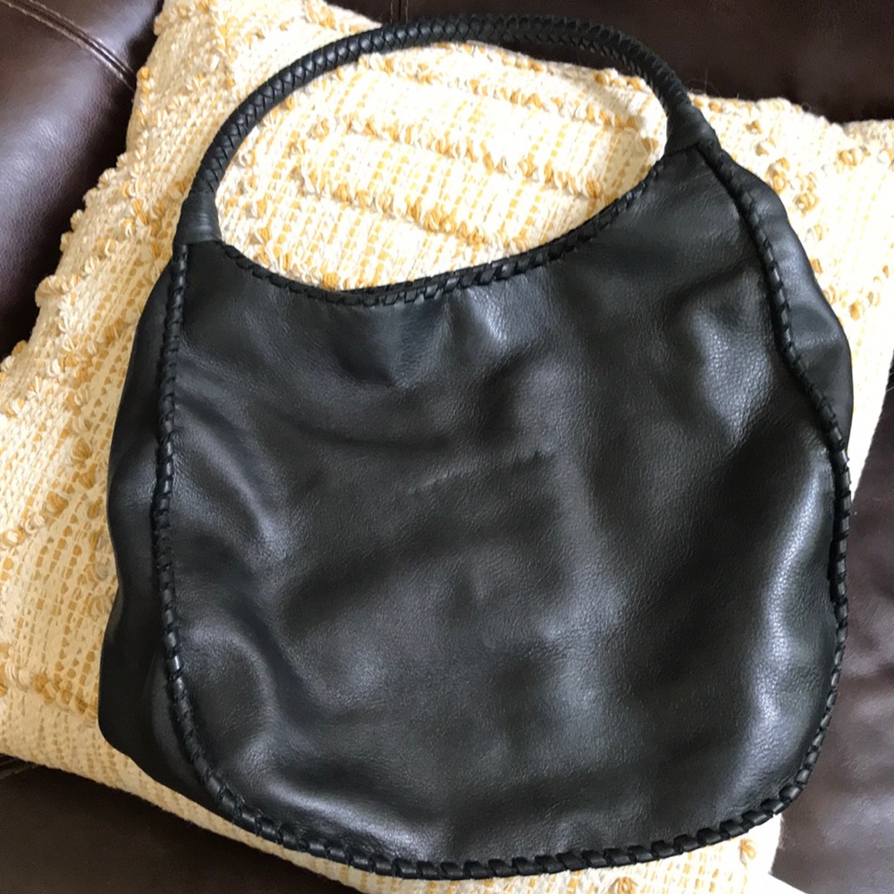 Margot black leather hobo shoulder bag